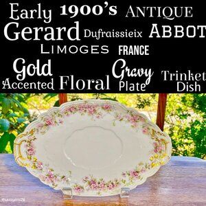 ▪️VTG/ANTIQUE▪️GDA LIMOGES FRANCE▪️Gold Accented Floral Gravy Plate/Trinket Dish